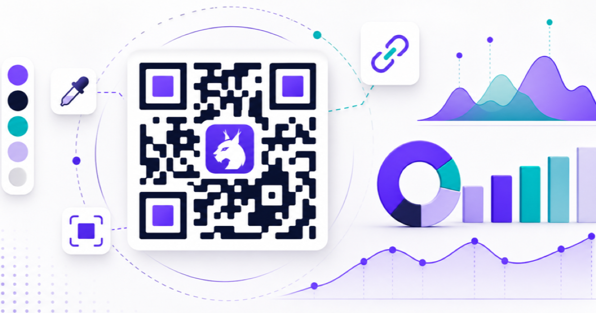 A QR code surrounded by charts and design controls from a creator behavior report.