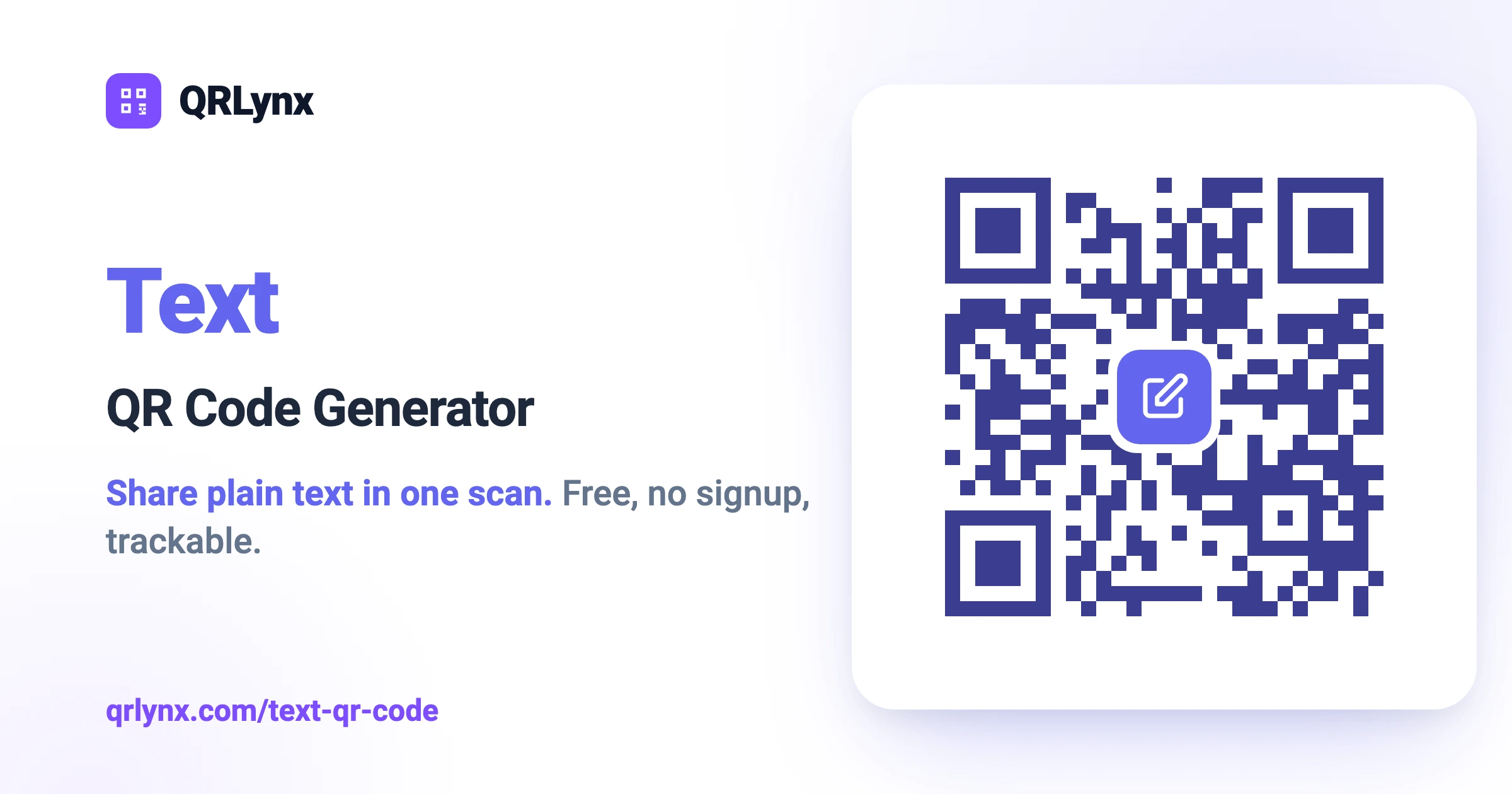 Free Plain Text QR Code Generator: Up to 1,000 Characters | QRLynx